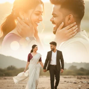 Ultra-romantic cinematic double-exposure Couple