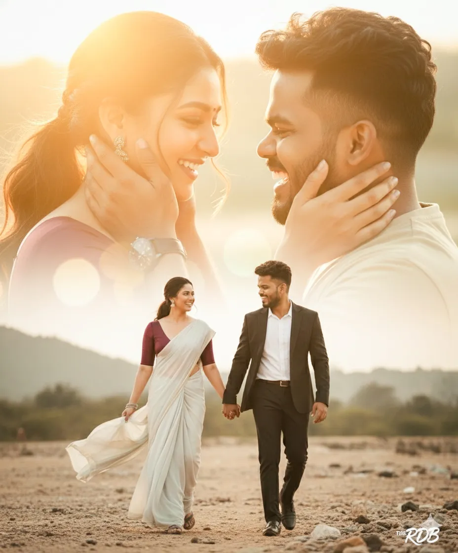 Ultra-romantic cinematic double-exposure Couple